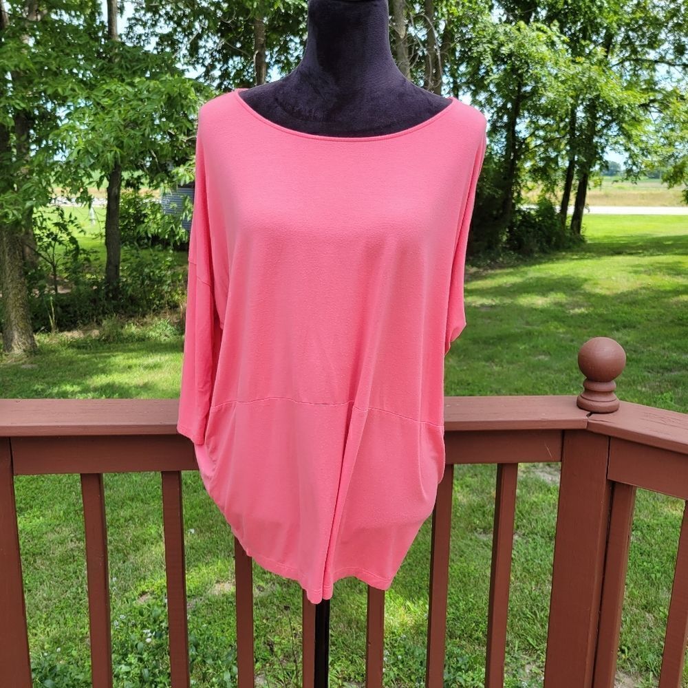 Avon Women's Coral Long Dolman Sleeve Boatneck Pullover Stretch Top Size S/M